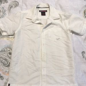 Boys white bowling style shirt